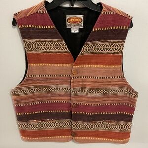 Unisex Vintage Western Core Paragraff Southwestern Woven Vest, Medium